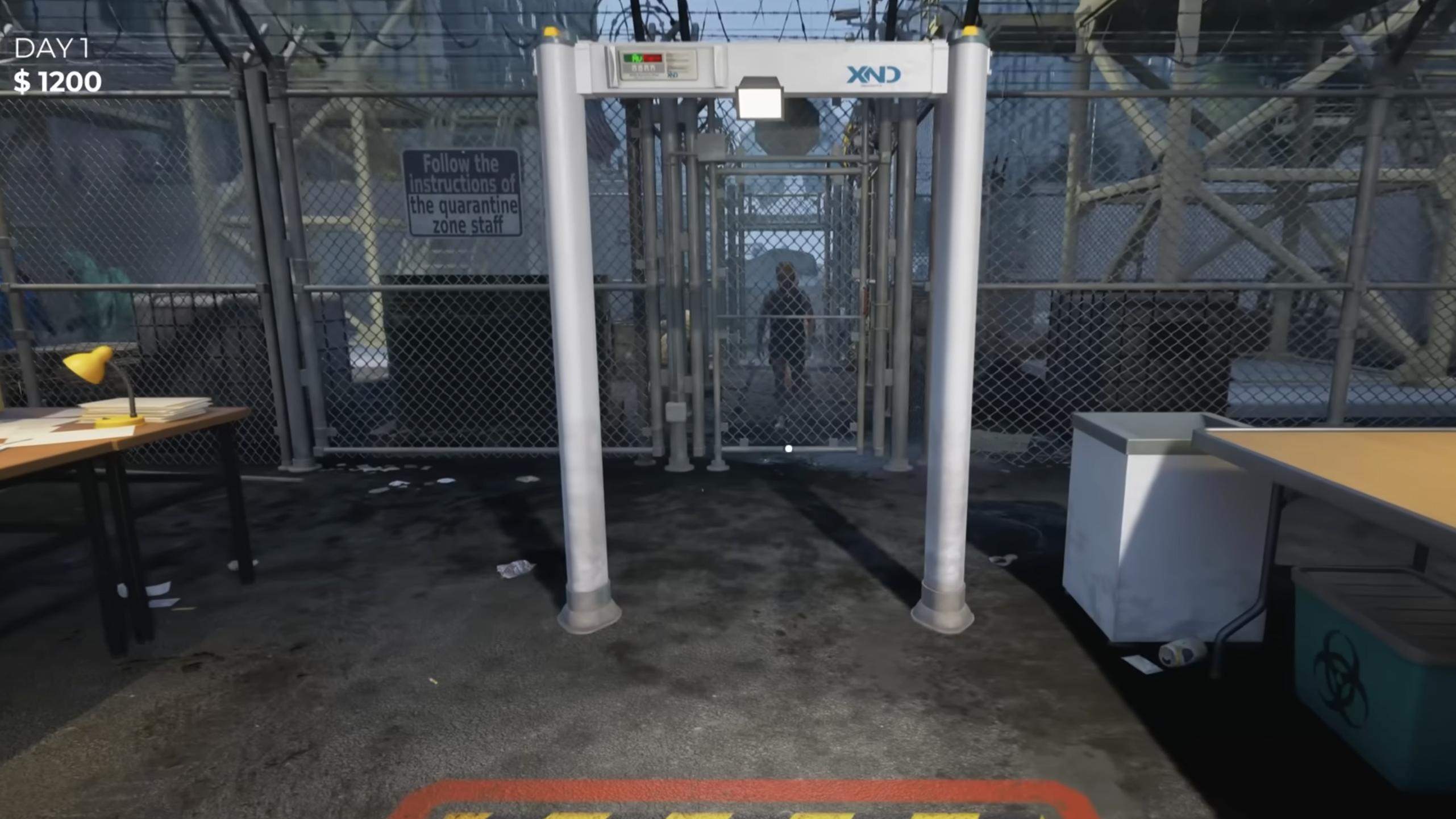 Checkpoint gate on Day 1 with survivors queued